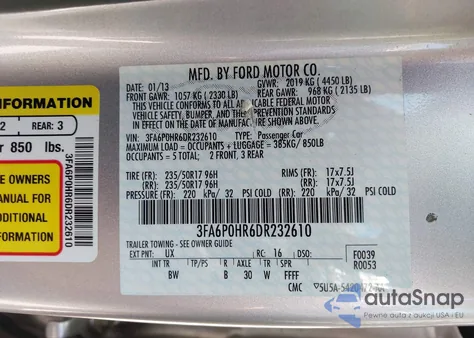2013 Ford Fusion Se from USA, damaged, VIN 3FA6P0HR6DR232610